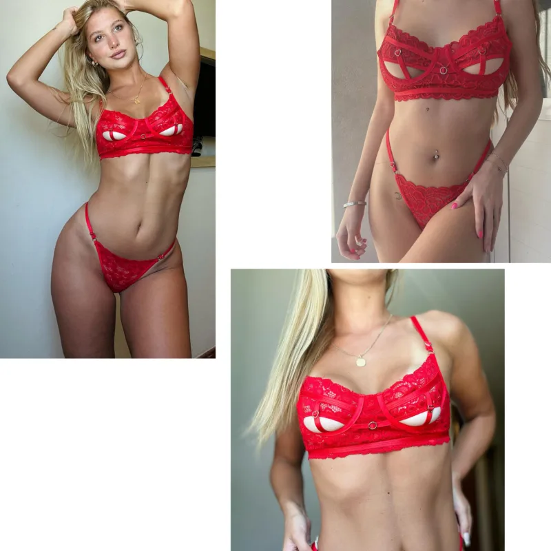 Conjunto Lenceria Puntilla Bralette Encaje (2036) Talle 85 al 100