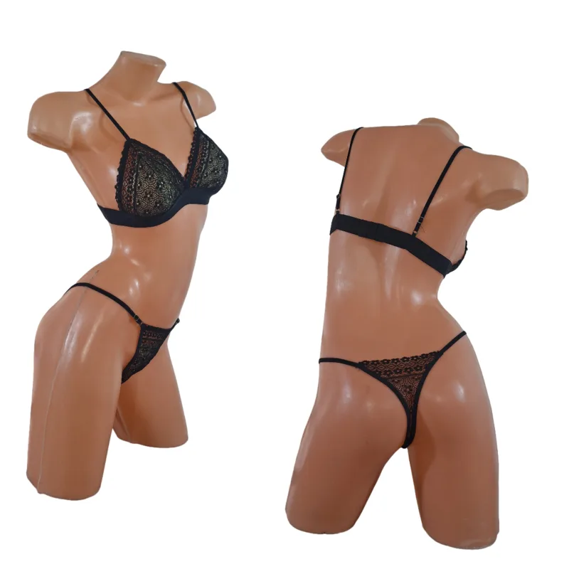 Conjunto Sexy Puntilla y Encaje Corpiño Sin Aro Colaless (art 5103) Talle 85 al 100