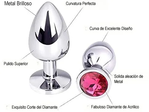 Plug Dilatador Anal Acero Strass - Metalico - Chico