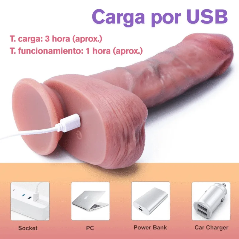 Consolador Pene vibrador con movimiento (Sube-Baja)