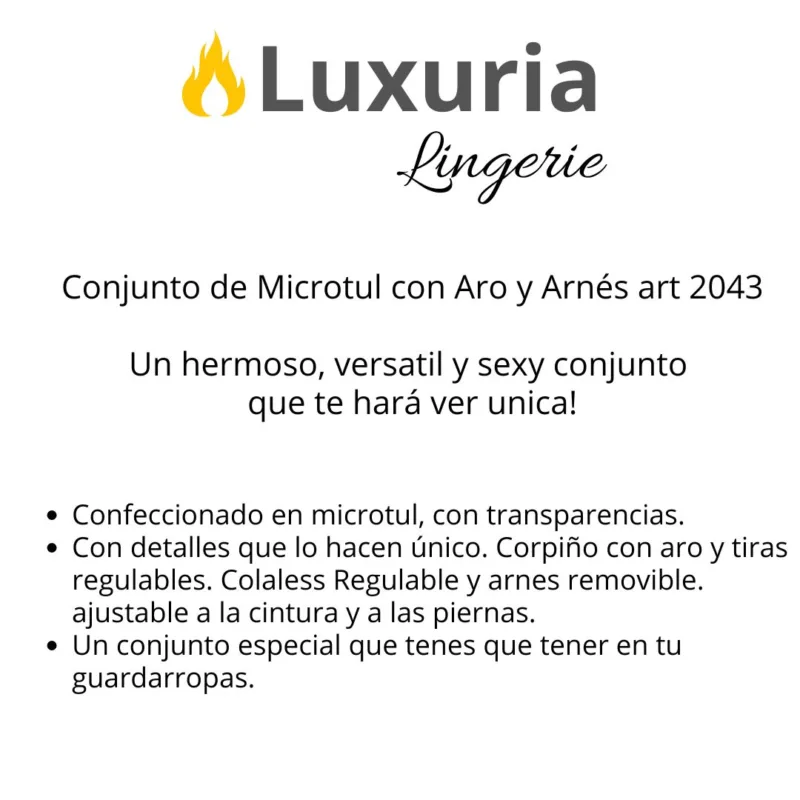 Conjunto Microtul Transparente con Aro y Colaless con Arnes (art 2043) Talle 85 al 100