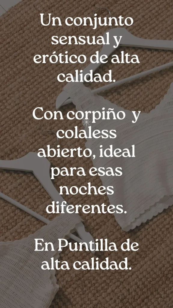 Conjunto "Anabella" Corpiño y Colaless Abierto - Rutero (art 2030) Talle 85 al 120